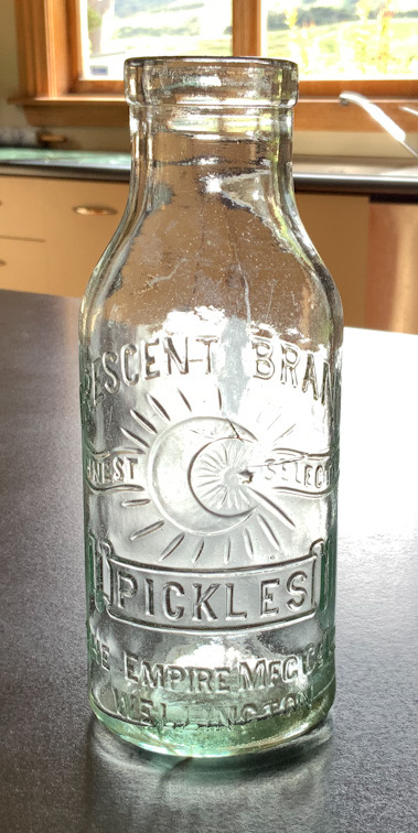 Vintage Crescent Brand Wellington Glass Pickle Jar Bottle